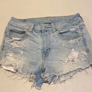 American eagle high-rise shortie jean shorts